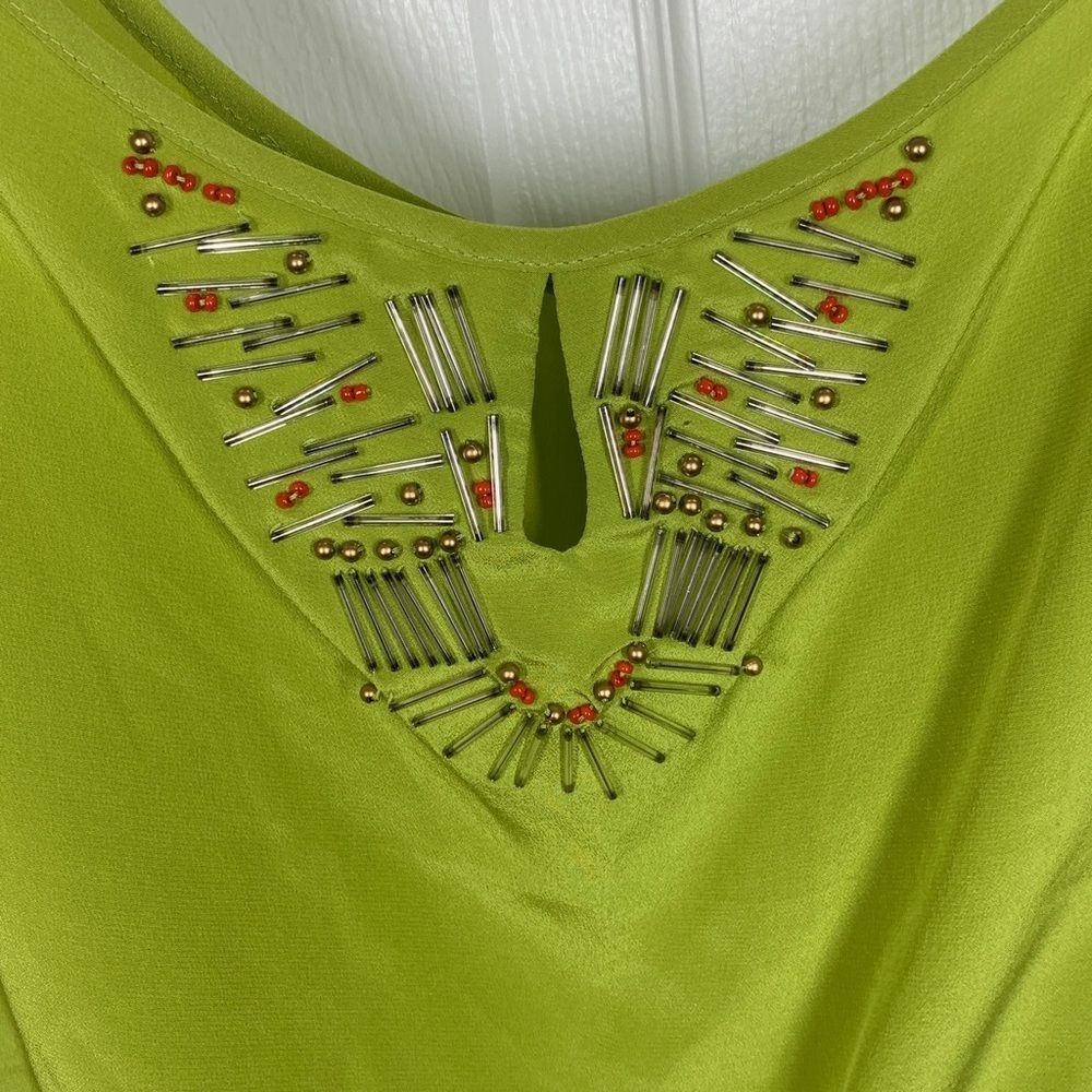 Bar lll green silk crop tank with beading embellishment size XL - Picture 3 of 7